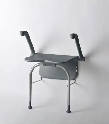 Duschklappsitz Etac Relax mit Armlehnen und Stützbeinen grau Produktbild für Duschklappsitz ETAC Relax grau mit Armlehnen u. Stützbeinen