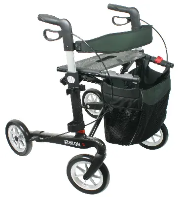 Leichtgewicht Rollator Athlon Carbon SL 55 Komfort Softrad mit Rückengurt, Einkaufsnetz, Stockhalter Produktbild für Carbon Rollator Athlon SL Komfort 55 Black