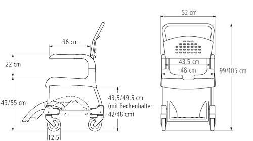 Maße Duschrollstuhl Clean